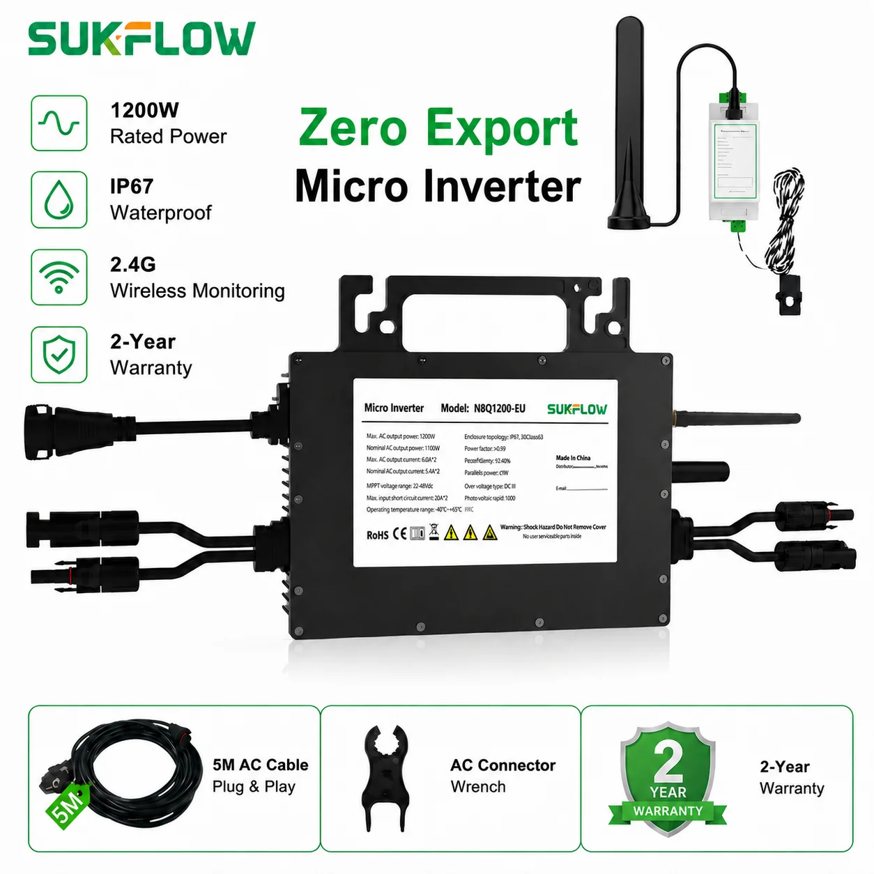 Solar Pump Controller - SUKFLOW 제로 엑스퍼트 1200W 그리드타이 마이크로인버터